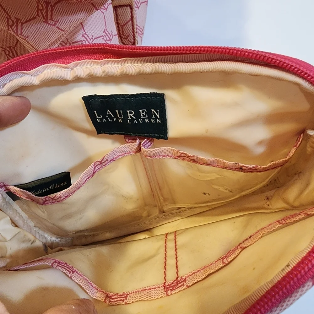 Lauren Ralph Lauren Pink RL Monogram Cosmetic Bags Set